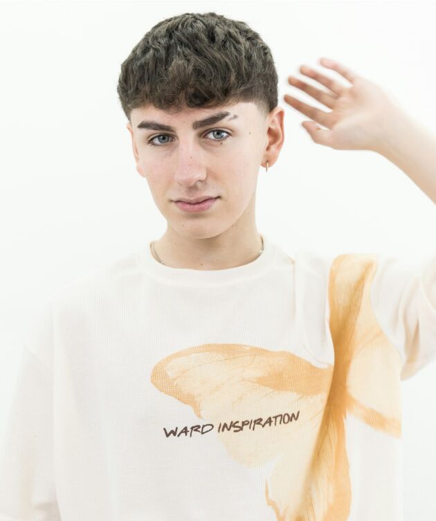 Cream long sleeve with butterfly print